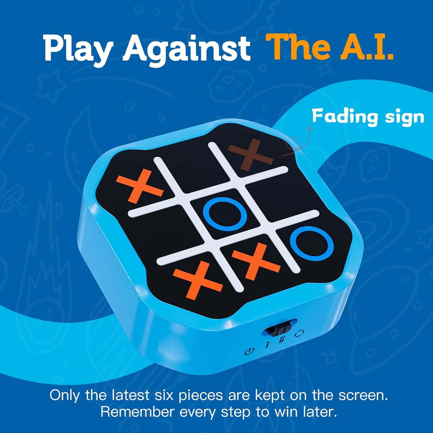 3 in 1 Electronic Tic Tac Toe Game, Handheld Digital Tic Tac Toe Bolt Game with Silent Mode, Portable Learing Toy Gift for Kids & Adults, Blue (One Pack)