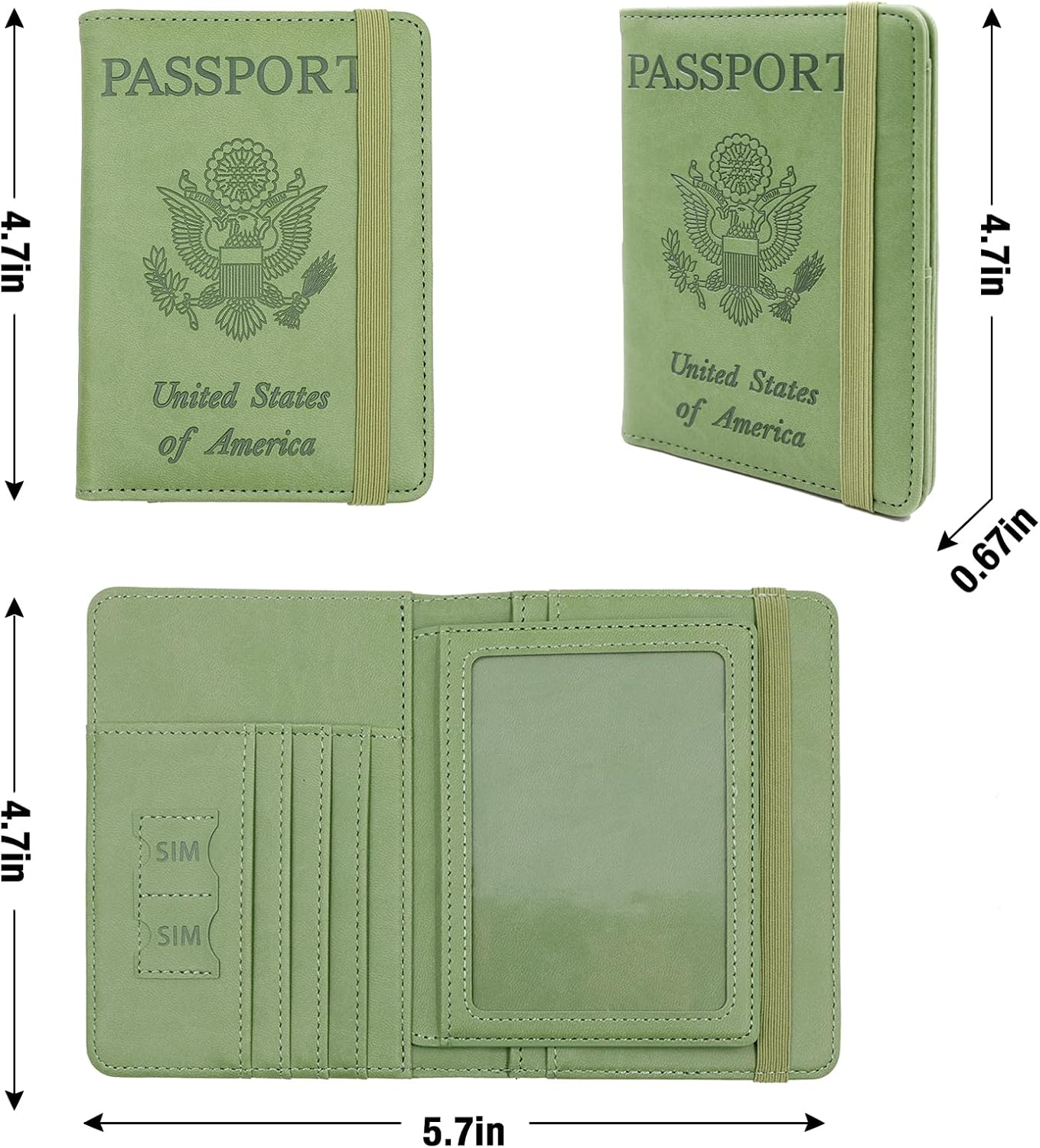 Melsbrinna RFID Passport Holder for Travel, Unisex Adults, Green, Faux Leather, Travel Wallet, RFID Protected