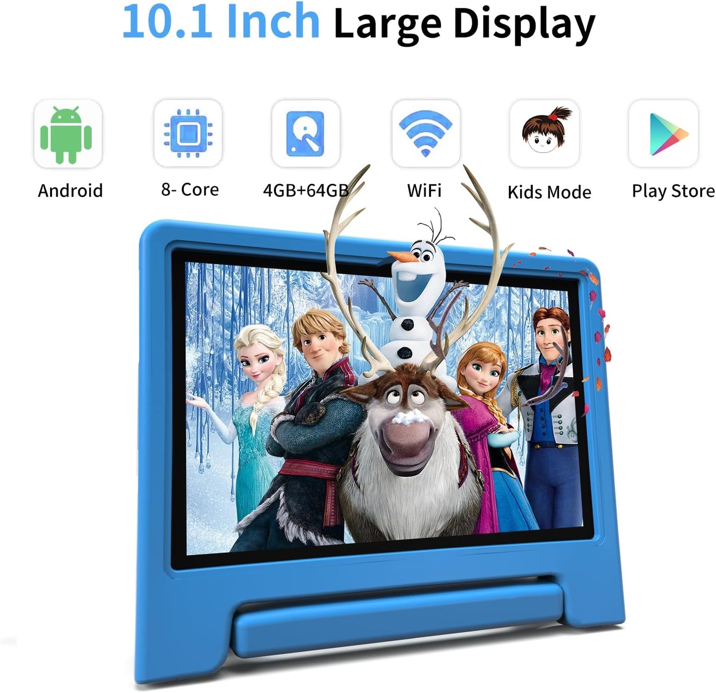Tablet for Kids, 10 Inch Kids Tablet Android, 64GB, Octa-Core, WiFi 6, Big Battery, Google Kids Space, Parental Control 1280 * 800 HD Display Blue