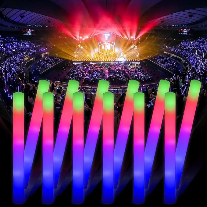 70pcs Foam Glow Sticks,Glow Sticks Bulk,3 Flashing Modes for Wedding Glow in The Dark Party Supplies, Light up Wand for Birthday,Outdoor Camping, Raves