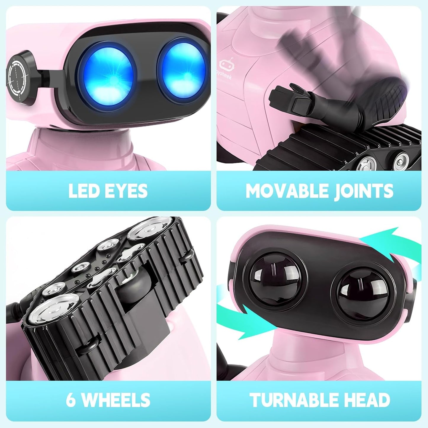 Emo Robot - Rechargeable Kids RC Robot, Auto-Demonstration, Age 3+ - Pink