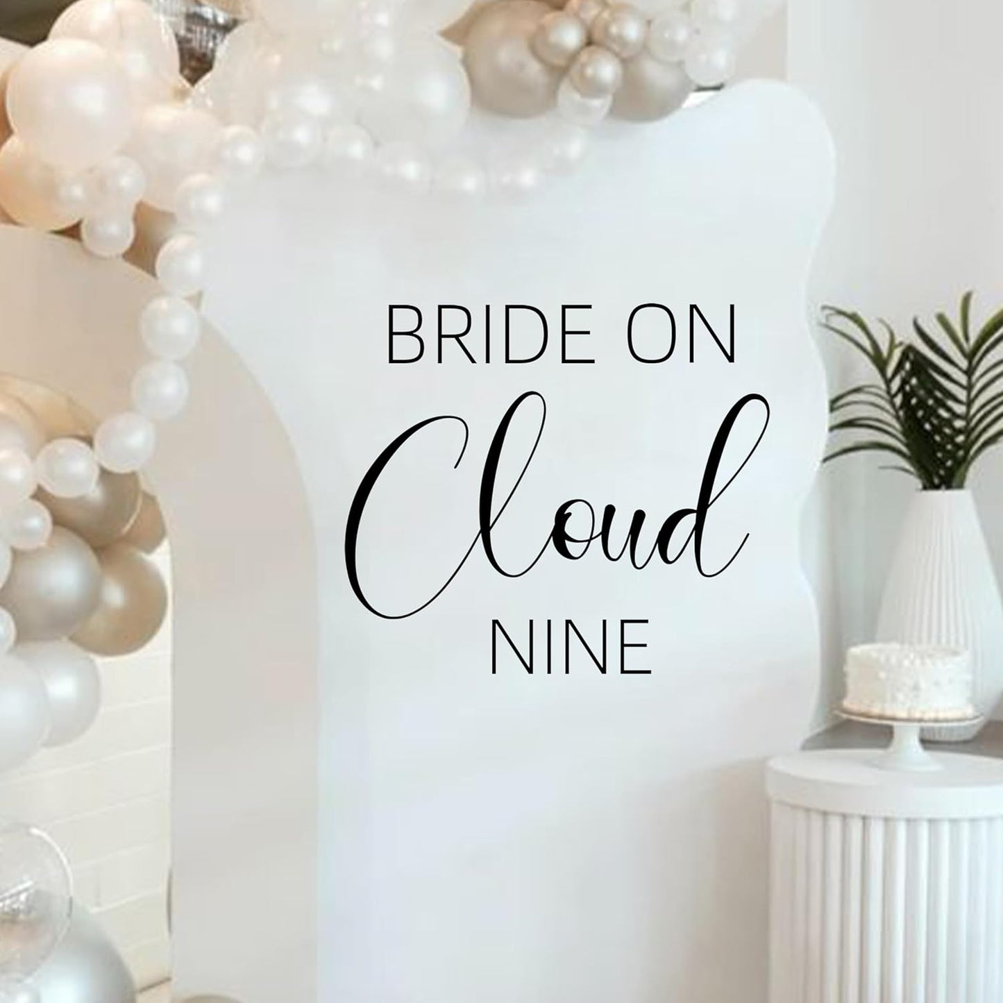 Bride On Cloud Nine Decal - Bride Shower Party Decorations, Wedding Engagement Bride-to-Be Bachelorette Party Supplies, Balloon Arch Background Wall Decor Cloud Sign Decal(Cloud Nine Decal)