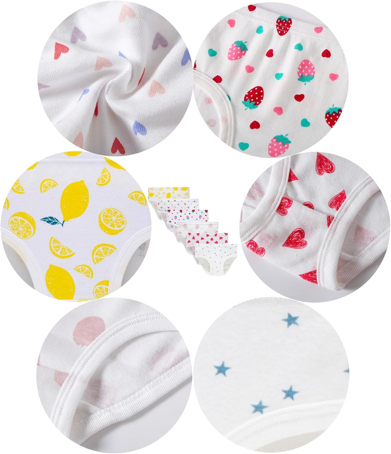 Cadidi Dinos Little Girls' Soft Cotton Underwear Kids Cool Breathable Comfort Panty Briefs Toddler Undies(Pack of 6)