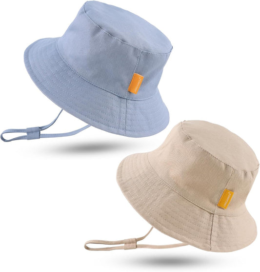 JANGANNSA Cotton Baby Sun Hat Infant Toddler Boys Girls Bucket Hats Summer Sun Protection Kids Beach Caps