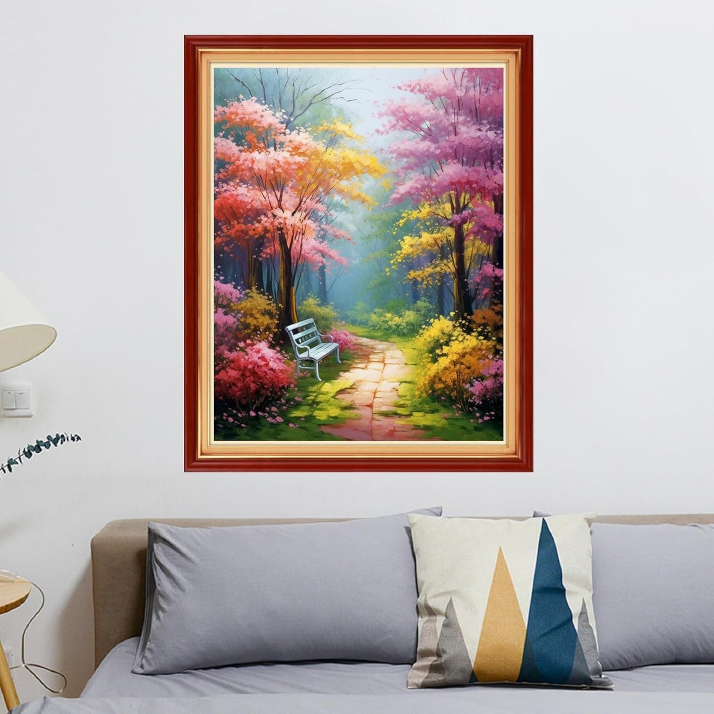 Stamped Cross Stitch Kits - Beach Night Landscape Counted Cross Stitch Kits for Beginners Adults Needlepoint Cross-Stitch Patterns-Garden Path 16x20 inchs