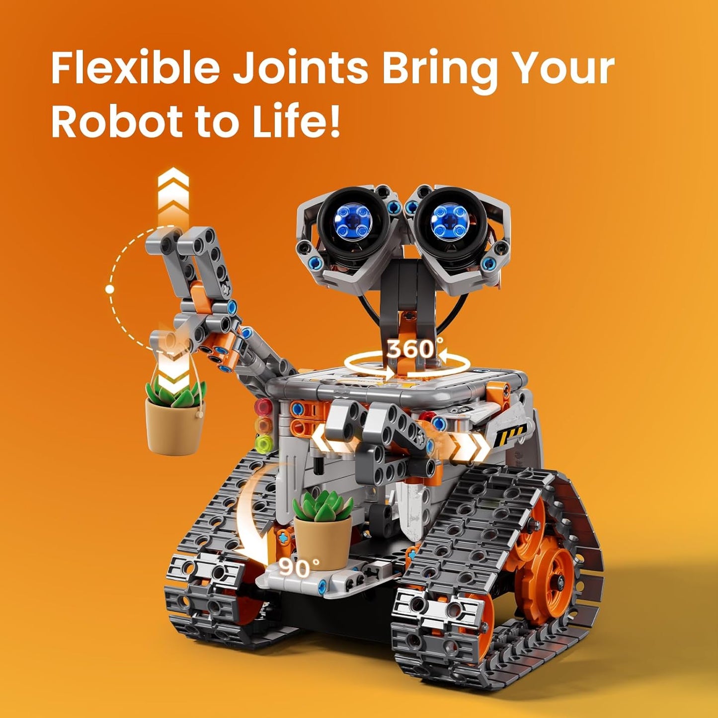 Sillbird Robot Building Kit with Remote Control STEM Gifts for Kids Boys Age 8-12, Coding Technic Robotics Toy for Birthday - Buildable 5in1 Models with 488 Pieces - Orange