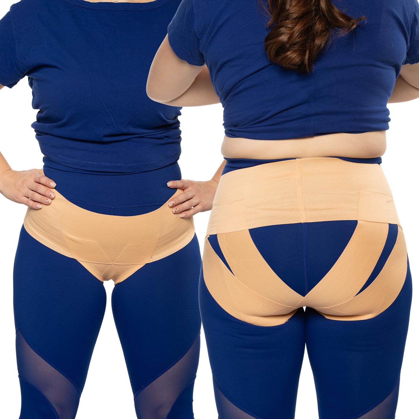 Women's Pelvic Support Belt - Uterus & Bladder Girdle | Postpartum Recovery, Pain Relief | High Waist Beach Sand (Large)