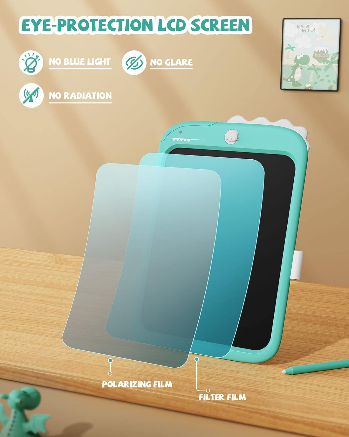 LCD Writing Tablet Dinosaur Toy for Kids,10 inch Doodle Board Drawing Pad Tablet with Lock Function, Erasable, Portable, Educational Learning Toy Gifts for 3 4 5 6 Years Old Boys Girls (Blue)