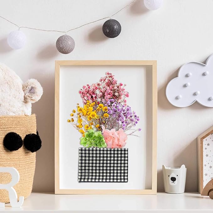 Nuanchu 4 Bags Natural Dried Flowers Leaves Set, Mixed Dried Hydrangeas, Daisies, Natural Flowers Colorful Real Dry Flowers for DIY Candle Resin Jewelry Crafts Pendant Floral Decoration Supplies