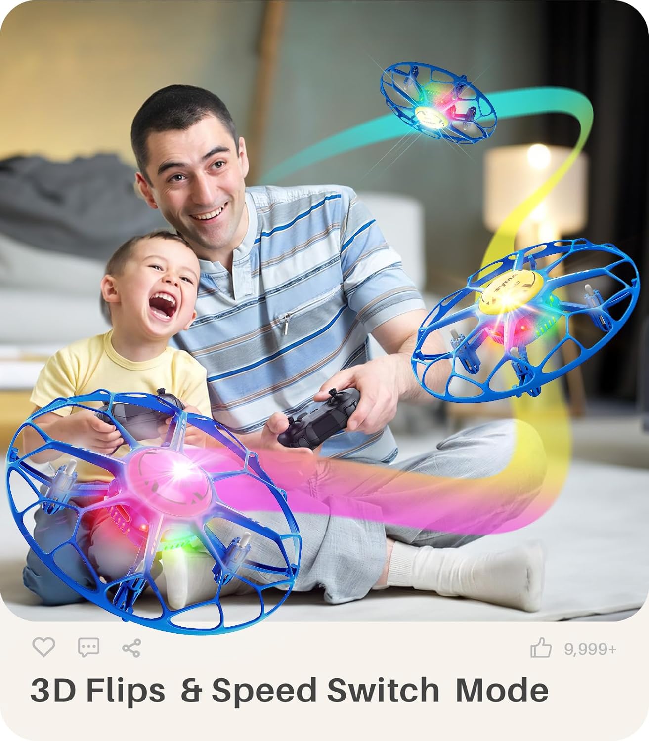 SYMA Kids Drone with 7-Color LED Light Modes, X660 Indoor Drone with Full Propeller Guard Headless Mode Rotary Ascent, Lightweight Easy to Fly Remote Control Airplane Gift for Adults Boys and Girls