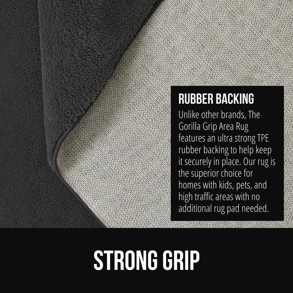 GORILLA GRIP Ultra Soft Washable Area Rug, Stain and Slip Resistant Plush Thick Carpet for Bedroom Living Room, No Shed Floor Rugs, Pet Friendly, Dorm Essentials, Kids Nursery Home Decor 4x6 Dark Gray