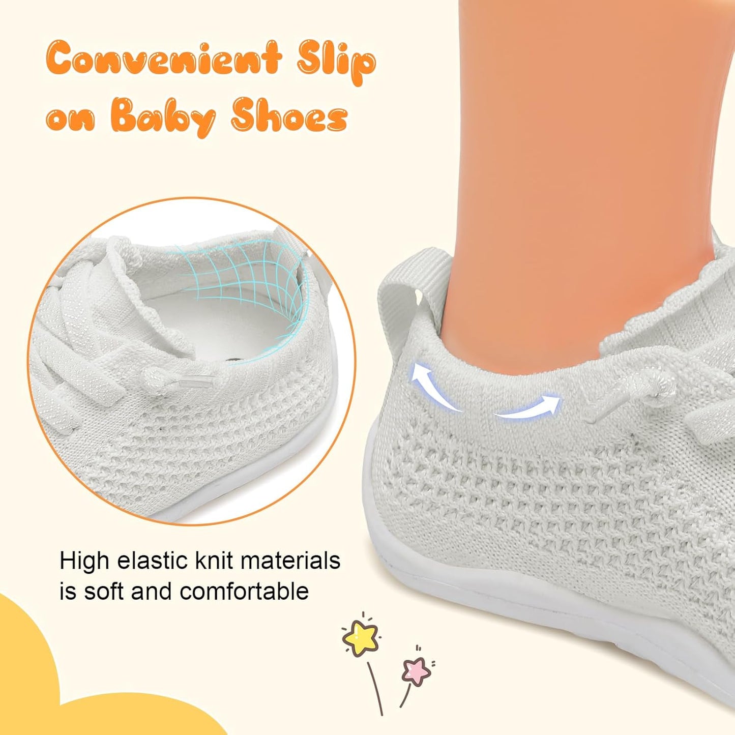 JIASUQI Baby Shoes for Toddler Boys Girls Sneakers Slip on Walking Shoes for Babies