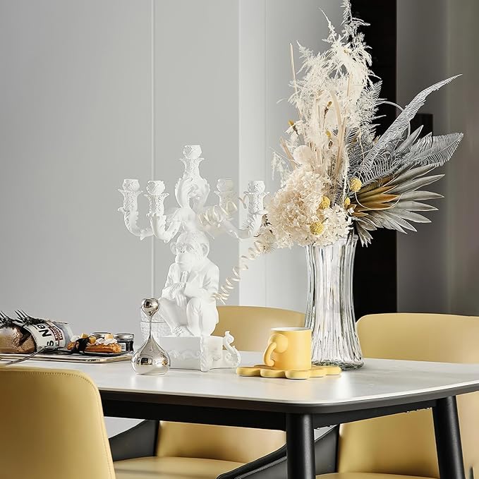 Glass Bud Vase, Transparent Cylindrical, Vintage Style, Wedding Centerpiece (Clear, 5 Pcs)