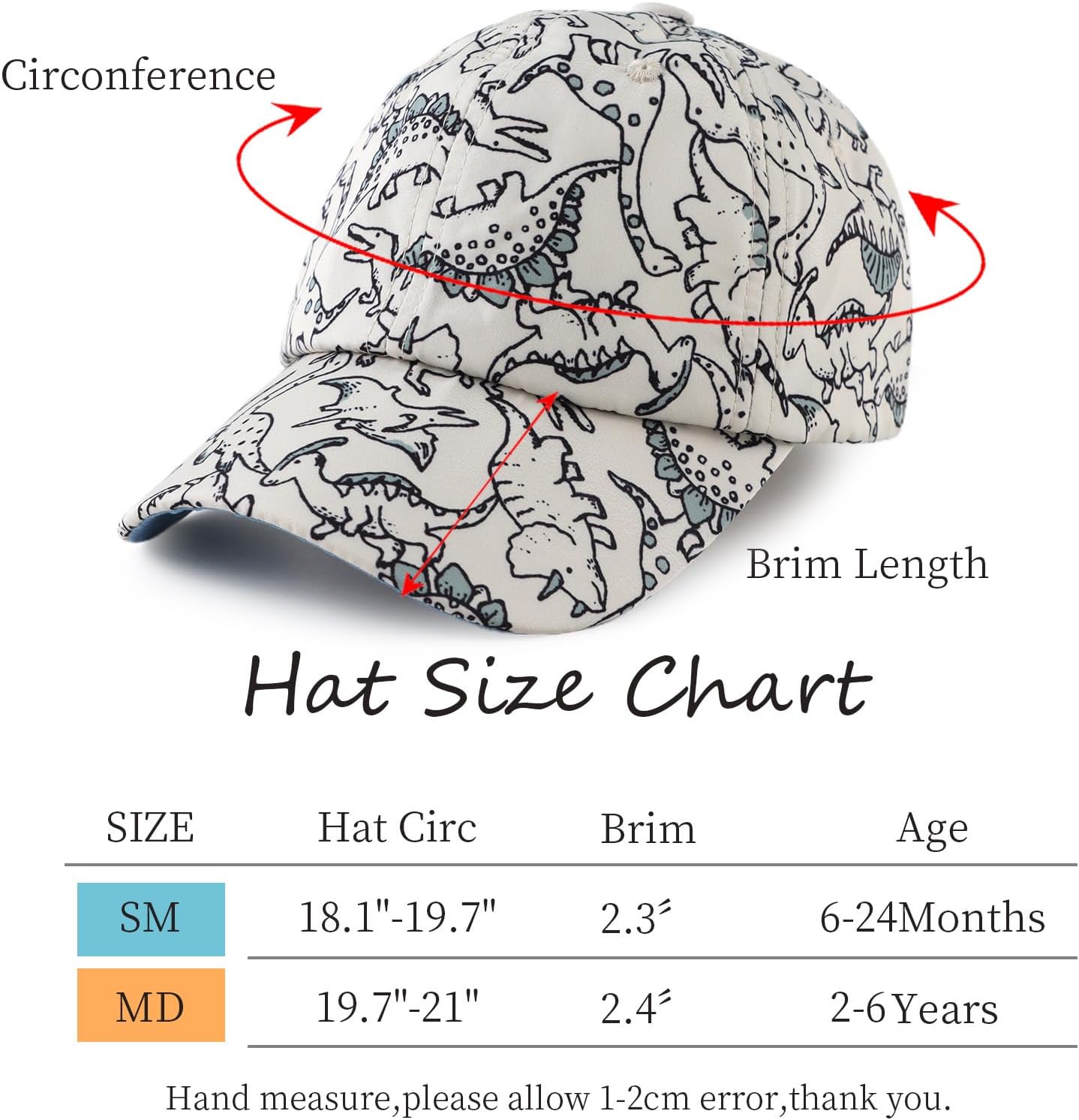 JANGANNSA Dinosaur Boys Girls Caps Embroidery Baby Baseball Caps Cotton Infant Toddler Kids Hat Spring Summer Autumn 2-6Y