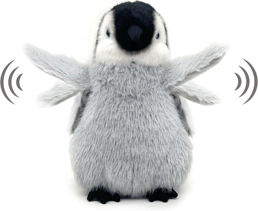 Realistic Baby Penguin Stuffed Animal 10" - Flapping-Wing Penguin Plush Interactive Toy for Kids (Squeeze Belly to Play)