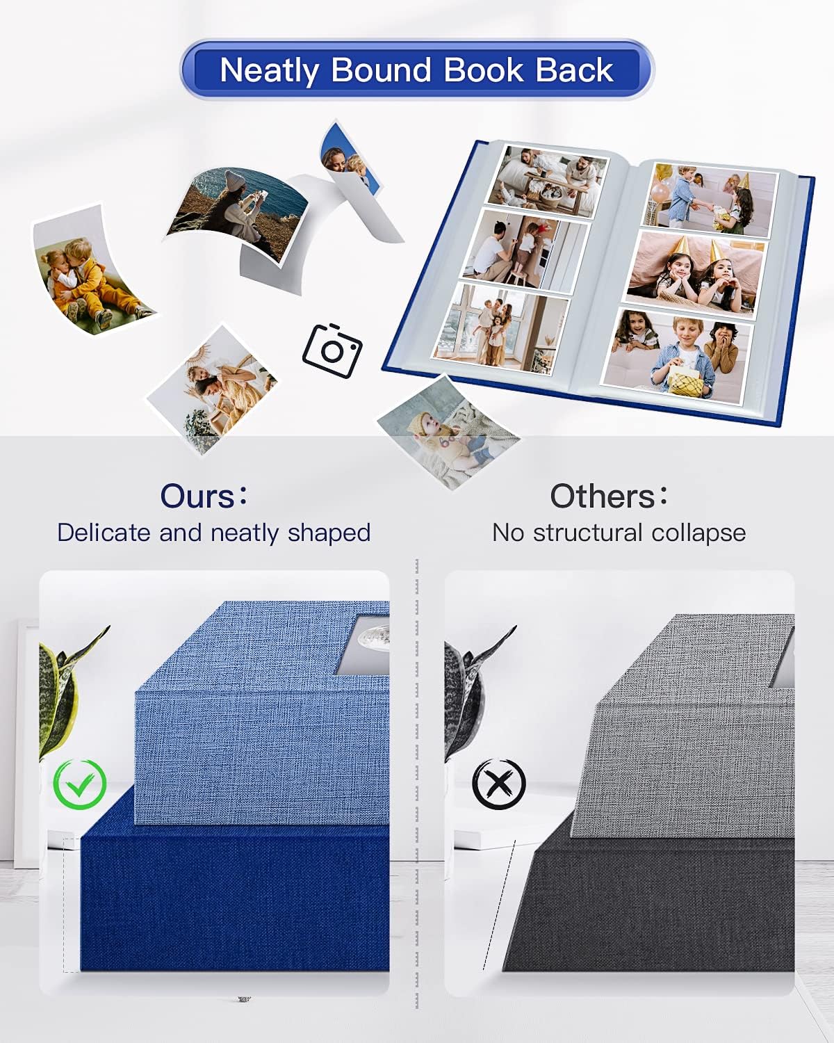 popotop Photo Album 4x6-300 Photos Linen Cover Photo Books with 300 Horizontal Pockets,Slip-in Picture Albums for Family Wedding Anniversary Baby Vacation Pictures