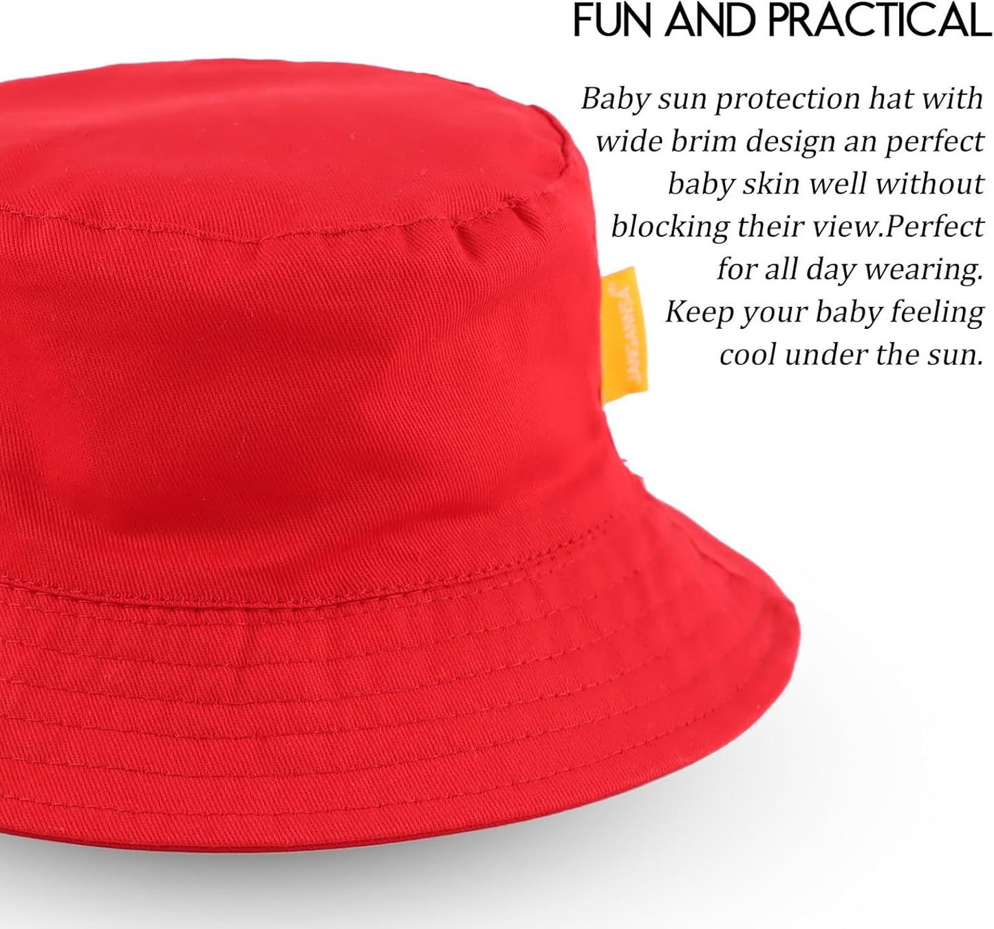 JANGANNSA Cotton Baby Sun Hat Infant Toddler Boys Girls Bucket Hats Summer Sun Protection Kids Beach Caps