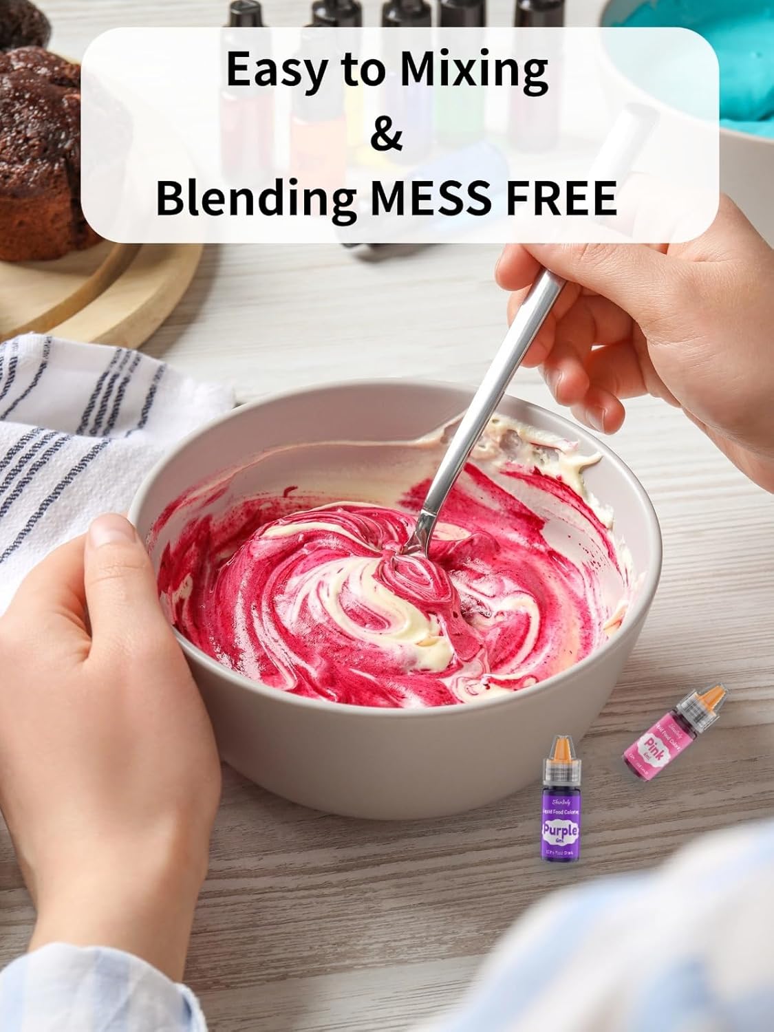 Food Coloring Liquid Set for Baking, Shanlinly 12 Color Food Grade Neon Easter Egg Dye Kit for Cake Decorating, Fondant, Frosting, Cookies, Christmas Baking - Tasteless, Vibrant - 0.25 Fl. oz/Bottles