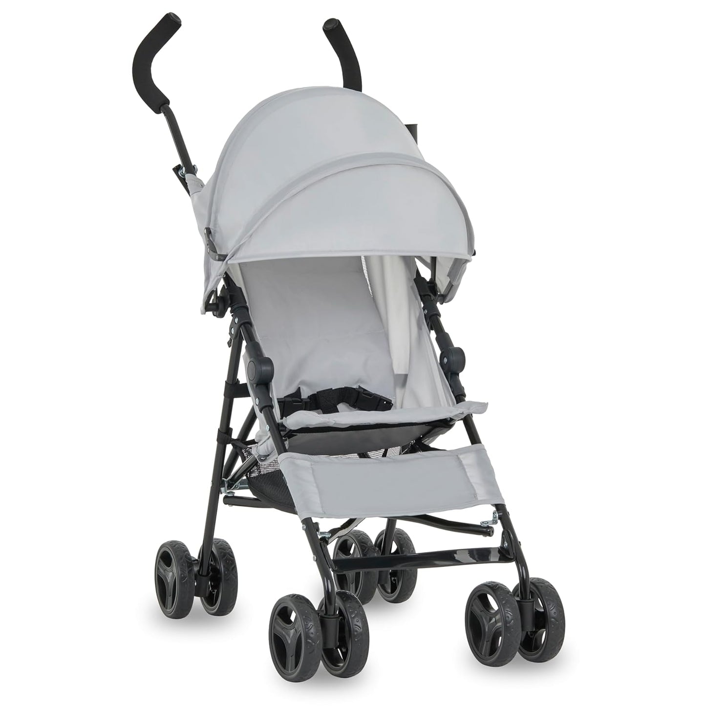Dream On Me Rover Convenience Baby Stroller in Gray, Lightweight & Compact Umbrella Stroller, Easy one-Hand fold Travel Stroller, Lockable Rear Wheels, Removable & Adjustable Canopy