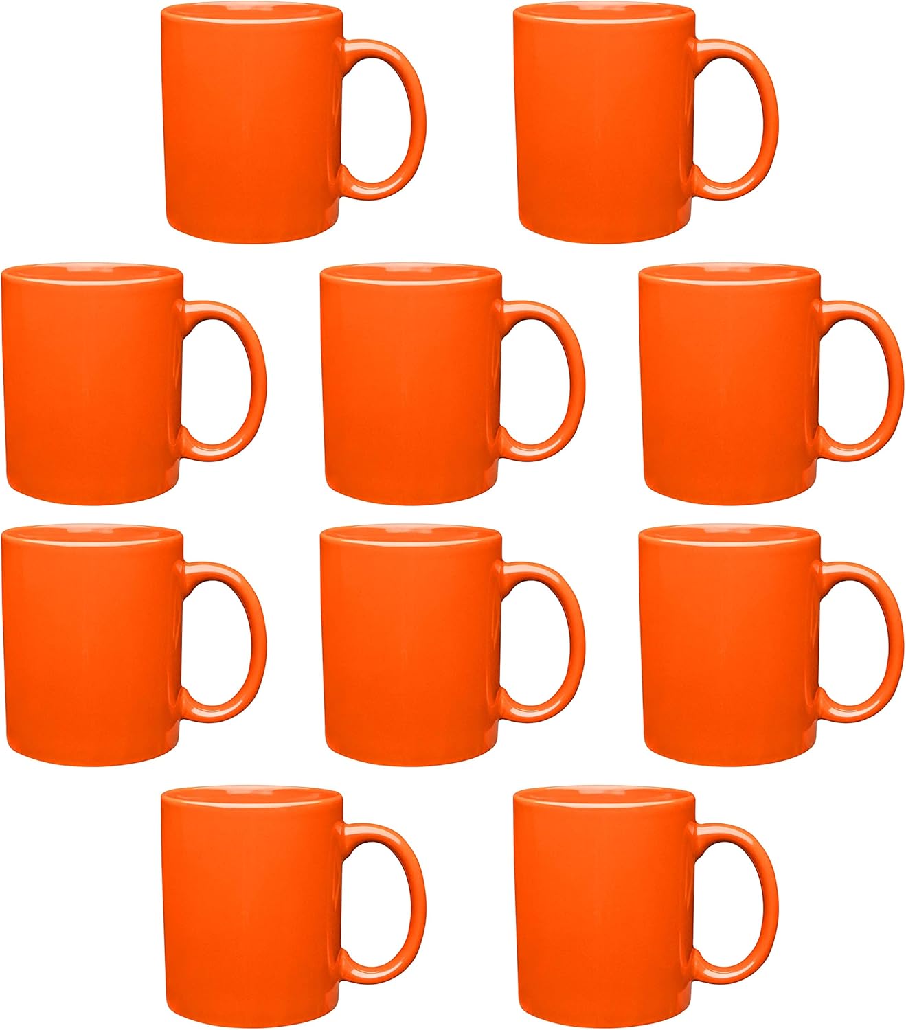 DISCOUNT PROMOS Ceramic Coffee Mugs 11 oz. Set of 10, Bulk Pack - Coffee cup set, Iced coffee cup, Gaming mug - Orange