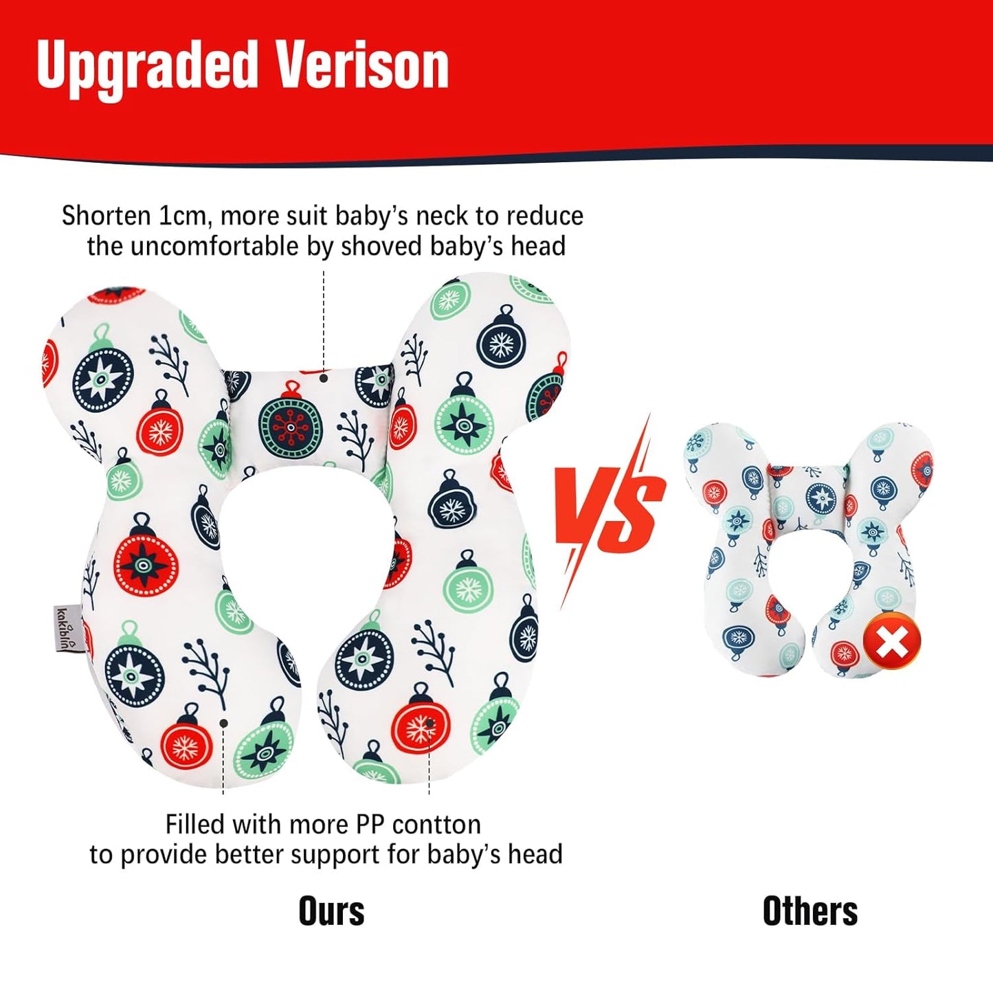 KAKIBLIN Baby Travel Pillow for Head and Neck, Upgraded Baby Support Pillow, Baby Neck Pillows for Car Seat,Pushchair,Travel,(Cross)