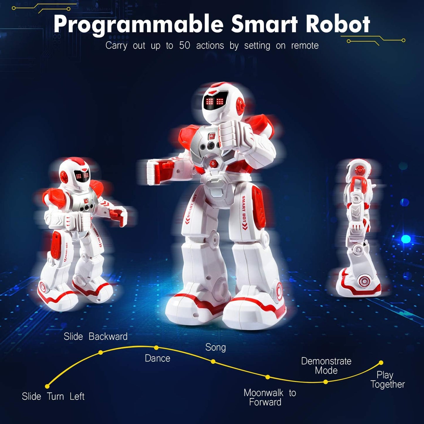 RC Smart Robot Toys for Kids, Intelligent Programmable Robot with Infrared Controller, Gesture Sensing, Singing, Dancing, Christmas Stocking Stuffers Birthday Gift for 3-12+ Years Boys Girls