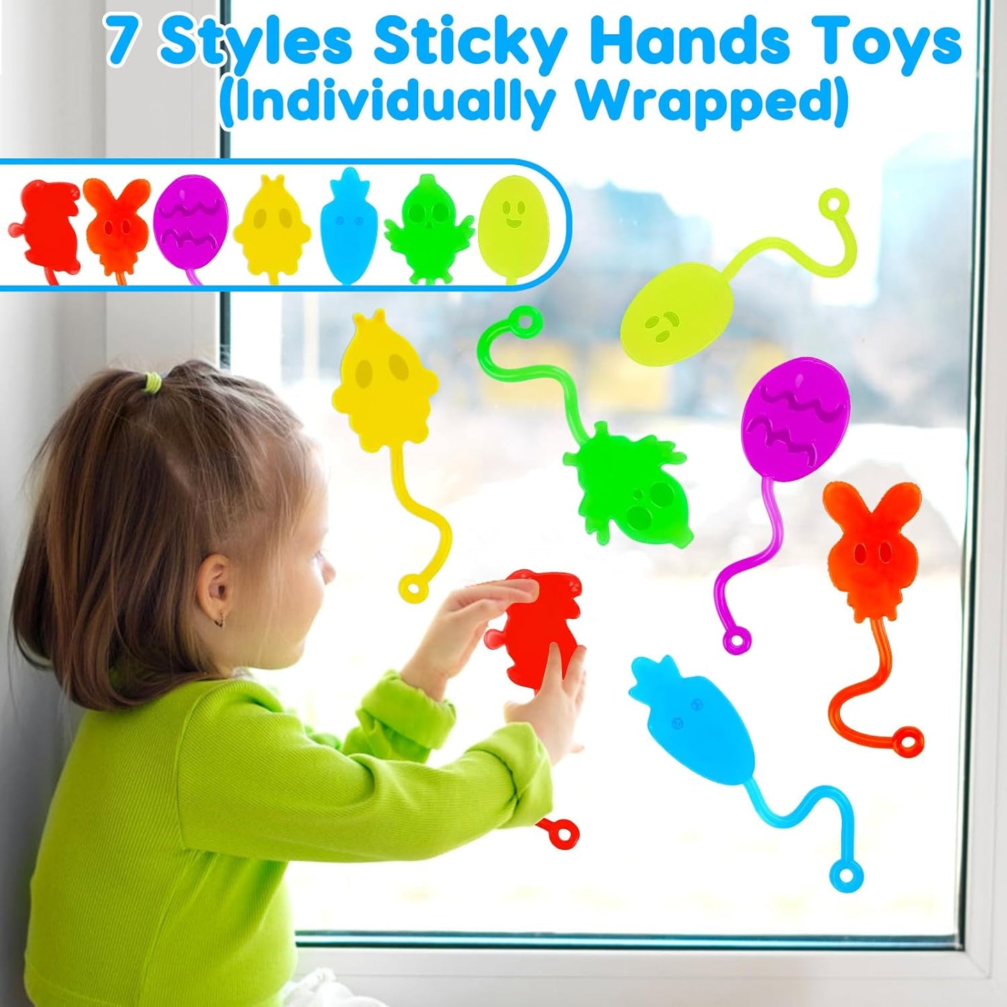 40 Pcs Easter Sticky Hands for Kids, Plastic Easter Eggs Fillers Basket Stuffers for Toddler Boys Girls Easter Eggs Hunt Games Party Favors Supplies Classroom Prizes Goodie Bag Fidget Sensory Toy Bulk