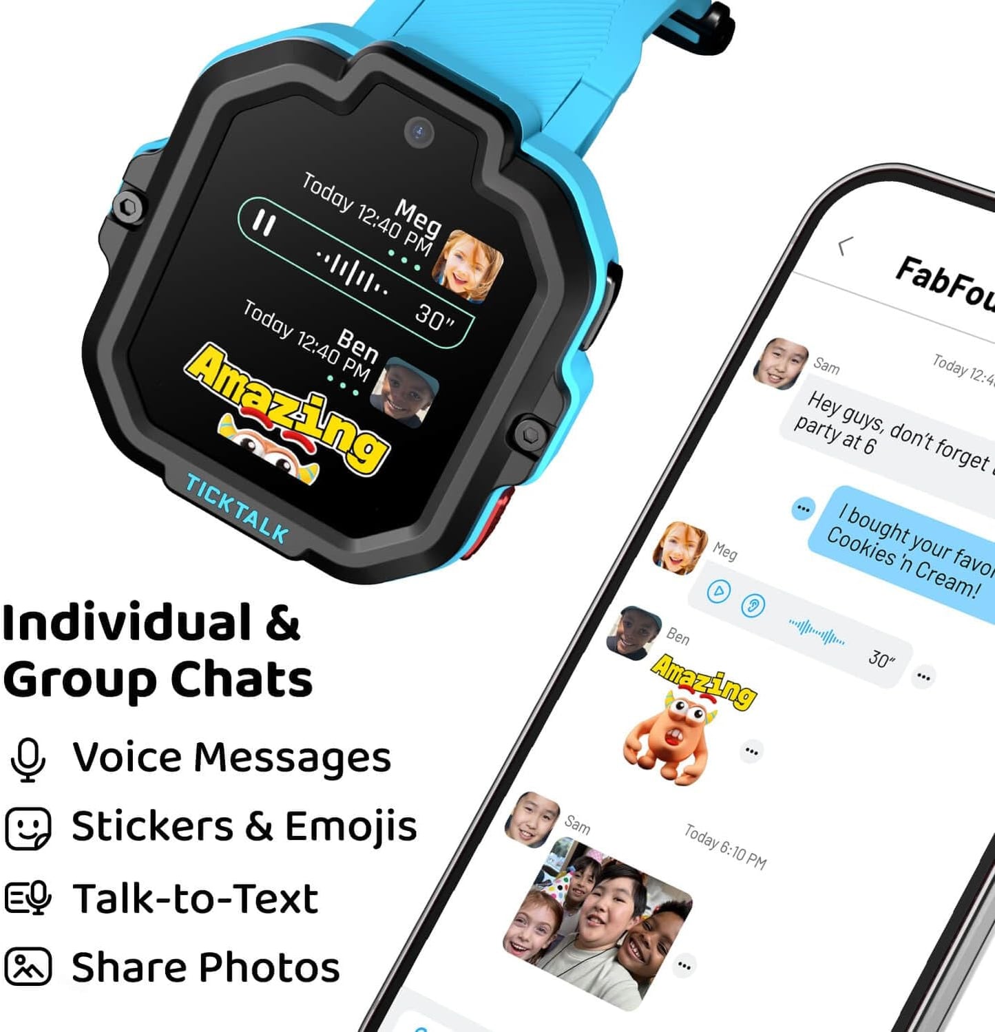 TickTalk 5 - Kids Smart Watch with GPS Tracker, Video Calling, SOS, & Parental Controls | Smartwatch with Free Music, Texting, Kid Phone Call and Text, Boys & Girls - 4G Smart Watch for Kids 3-12