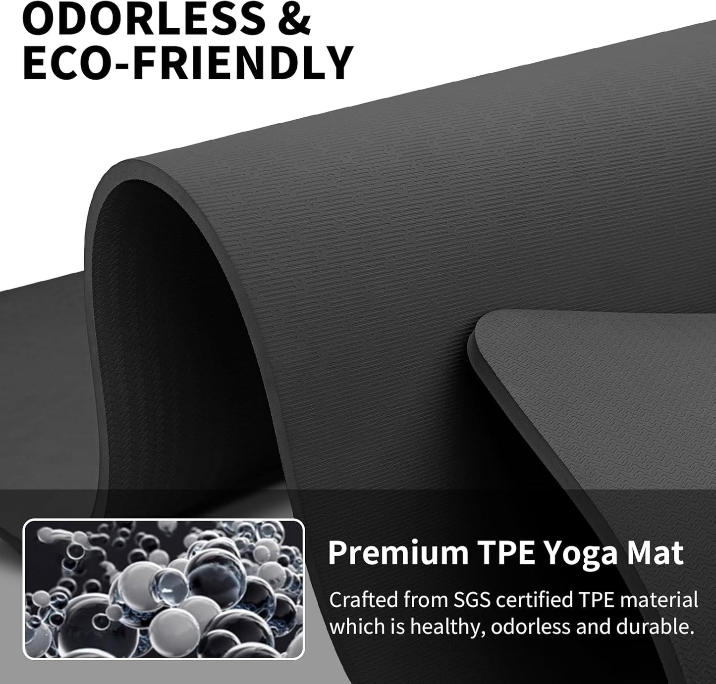 Hatha Yoga Extra Long TPE Yoga Mat 79" x 40” x 1/2" Thick Non-slip Exercise Mat for Home Gym Use, Yoga, Pilates, Fitness & Workouts