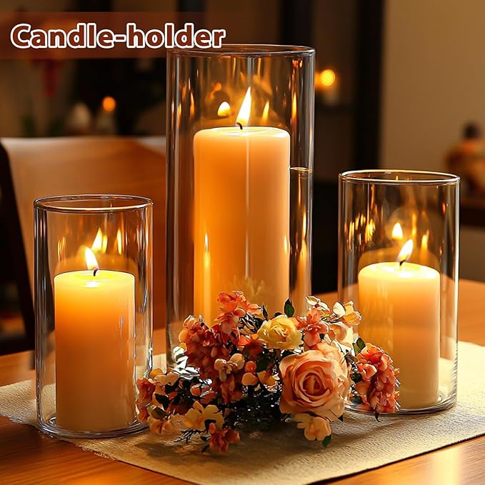 6 Inch Glass Cylinder Vases for Centerpieces | 12Pcs Clear Small Flower Vase for Wedding Decorations, Floating Candle Vases in Bulk, Hurricane Candle Holders for Table, Home Décor