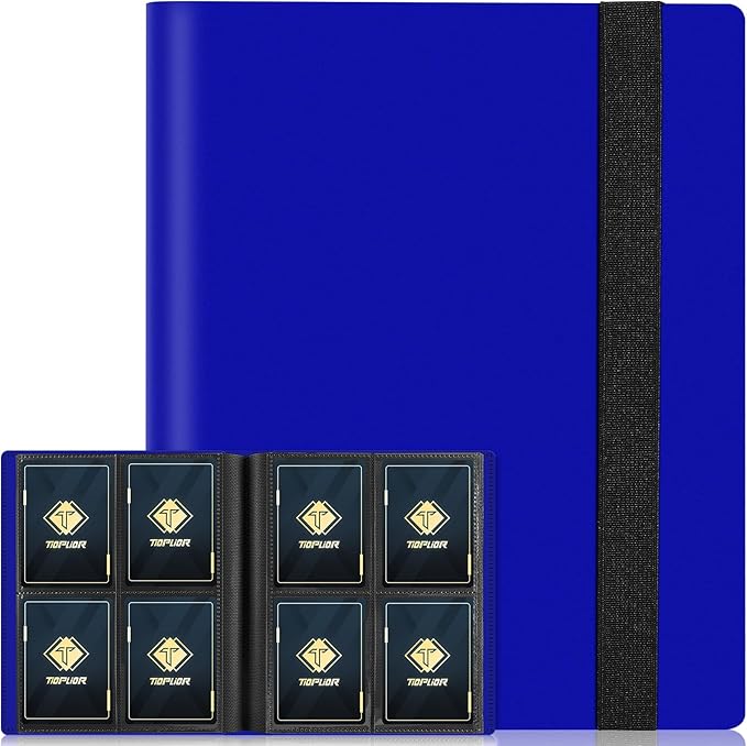 4 Pocket Card Binder for Trading Card, 160 PockeCard Folder Ablum for Cards Collection for Sports Cards, Baseball Cards, Game Cards, Mini TCG Binder Fit for MTG, Gift for Card Collector (Navy blue)