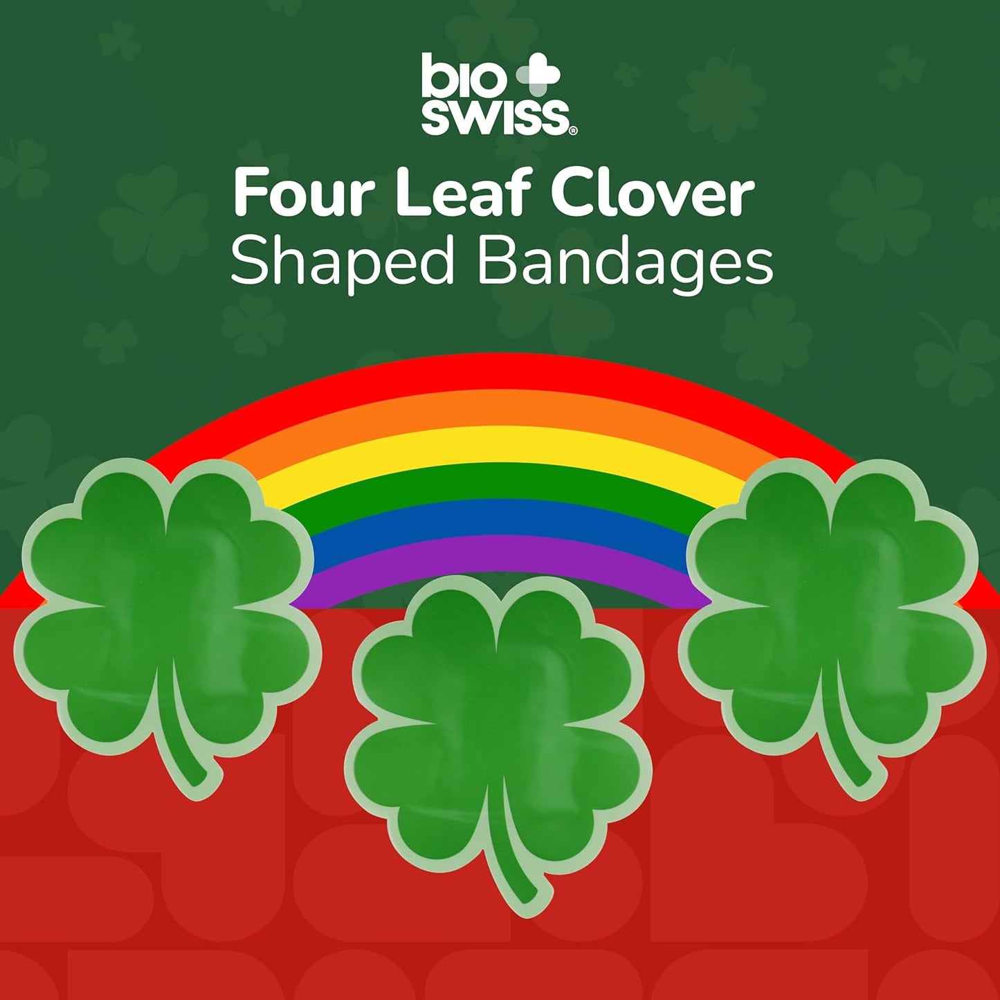 BioSwiss Bandages, 4 Leaf Clover Shaped Self Adhesive Bandage, Latex Free Wound Care, Fun First Aid Kit Supplies for Kids and Adults, 24 Count