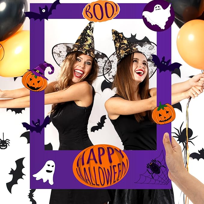 32 x 24 Inch Large Blank DIY Photo Booth Props Picture Frame Party Frame DIY Photo Booth Props Selfie for Birthday, Graduation, Christmas Holiday Party(Purple,Halloween)
