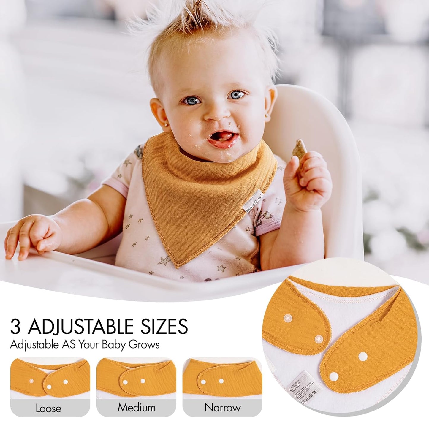 Muslin Baby Bibs for Boys Girls,10 Pack Super Absorbent Baby Bandana Drool Bibs Set for Teething and Drooling,100% Cotton Soft for Infant,Newborn