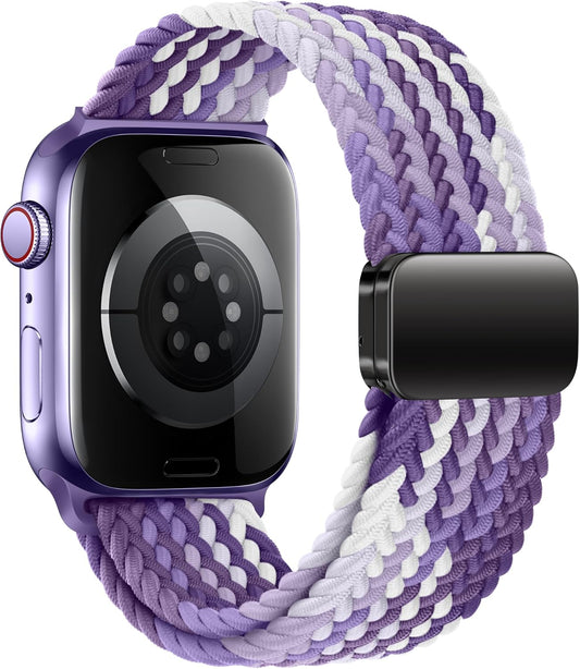 Mazoft Braided Bands With Magnetic Clasp Compatible with Apple Watch Band 38mm 40mm 41mm 42mm 44mm 45mm 46mm 49mm；Soft Nylon Sport Loop Strap for iWatch Series Ultra 2&1 10 9 8 7 6 SE 5 4 3 Women Men