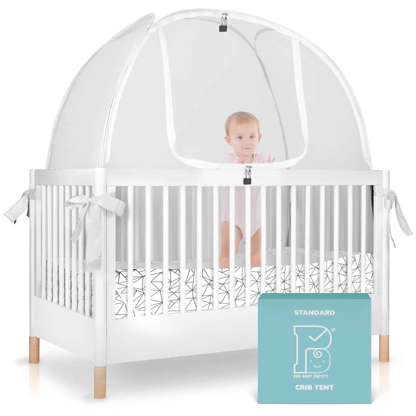 Breathable Mesh Crib Tent to Keep Baby from Climbing Out, Crib Net Canopy with Auto-Lock Zipper and Safety Latch, Crib Net to Keep Baby in, Crib Cover for Safety (Mosquiteros para Cunas de Bebes)