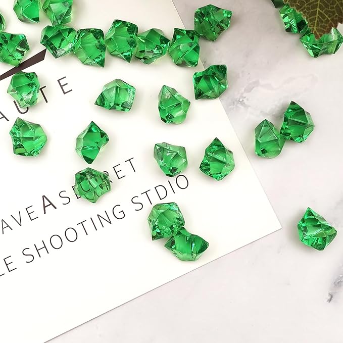 Green Vase Fillers for Home Decor, Vase Decor Filler, 150 pcs Reusable Fake ice Cubes for Photography Accessories Props Decoration for Wedding, St Patricks Day Vase Filler