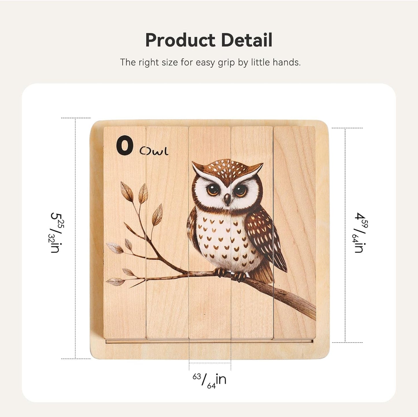 IEATFO 4 in 1 Wooden Animal Chunky Puzzle, 5 Solid Wood Puzzle Blocks with 4 Sides Realistic Forest Animals, Wooden Block Puzzle with Durable Base for Toddlers 3+ Years - Montessori Inspired