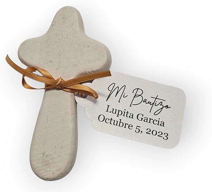 Mi Bautizo Baptism Christening Personalized Thank You Tags 20 pcs - More Colors Available (White/Gold)
