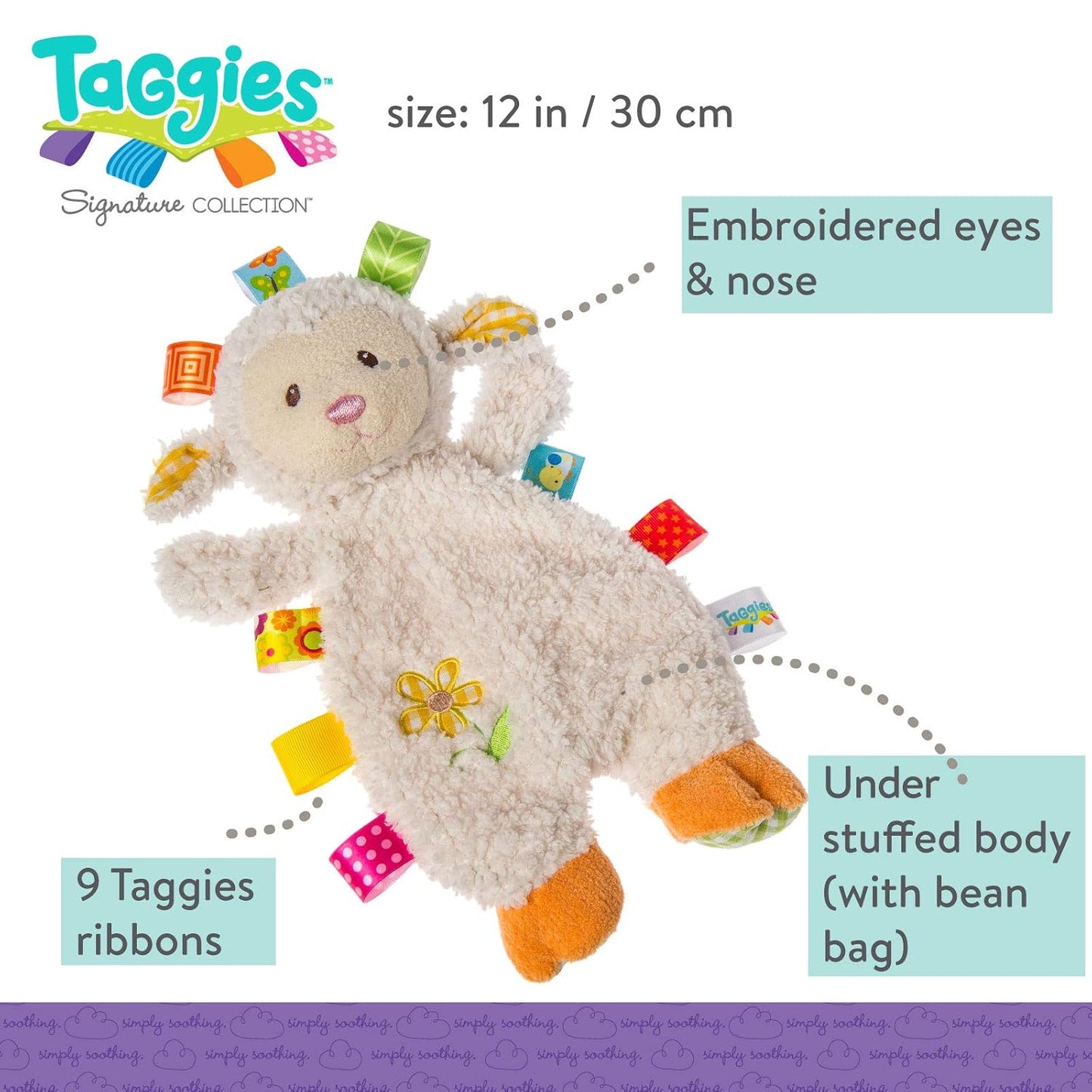 Taggies Sherbet Lamb Lovey Toy, 12 Inch (Pack of 1)