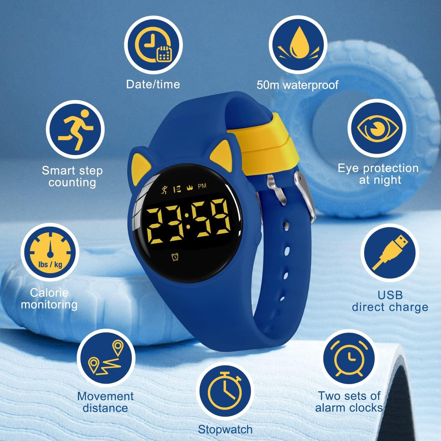 Kids Watches for Girls Boys Digital Sport Watch with Step Counter Pedometer Vibration Alarm Clock, No App Waterproof Fitness Tracker Kids Watch Boys Girls Teens Students Ages 5-16