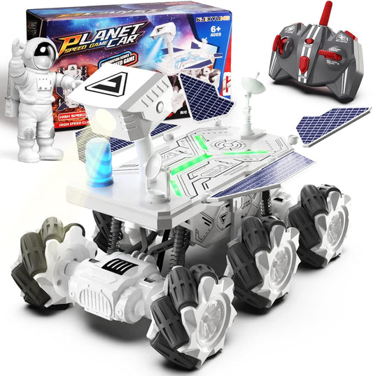 Mars Rover Remote Control Car for Boys 4-7, Space Explorers Toys RC Cars for Boys Age 8-12, Moon Rover with 2.4Ghz Remote Control, Astronaut Model, 6 Laterally Movable Wheels, Rechargeable