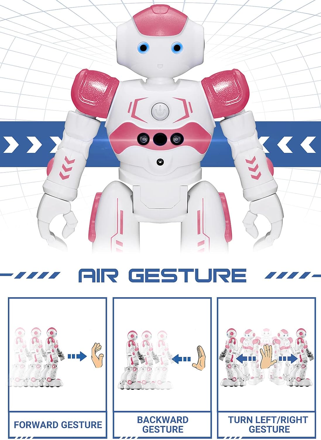 KingsDragon RC Robot Toys for Kids, Gesture & Sensing Remote Control Robot for Age 3 4 5 6 7 8 Year Old Boys Girls Birthday Present (Pink)