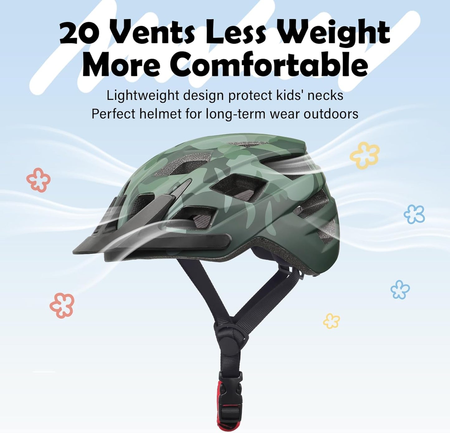 Kids Bike Helmet, 2 Size Adjustable for Youth Toddler Boys & Girls 3-5-8-10-12-14 Years, Child Helmets with Visor for Skating Cycling Scooter