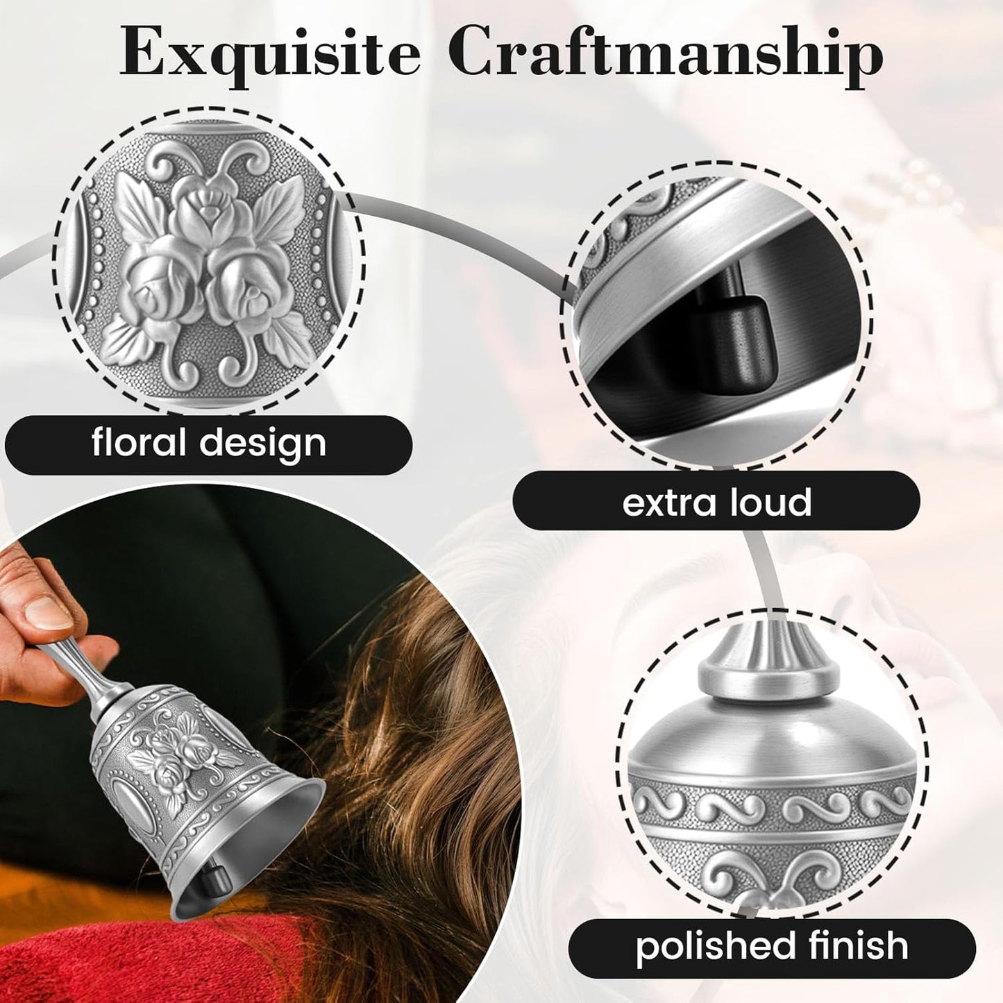 DomeStar Silver Hand Bell Call Bell Brass Wedding Bells