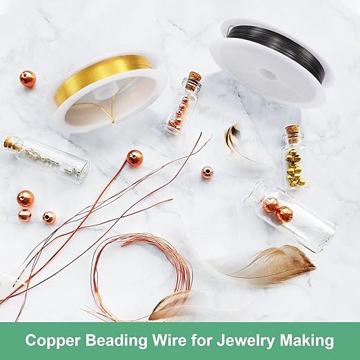 0.2 mm/32 Gauge Copper Wire for Jewelry Making, 82FT Copper Beading Craft Wire for Jewelry/Weaving/DIY Crafting/Planting, Color-Retaining [25M, Rose Gold]