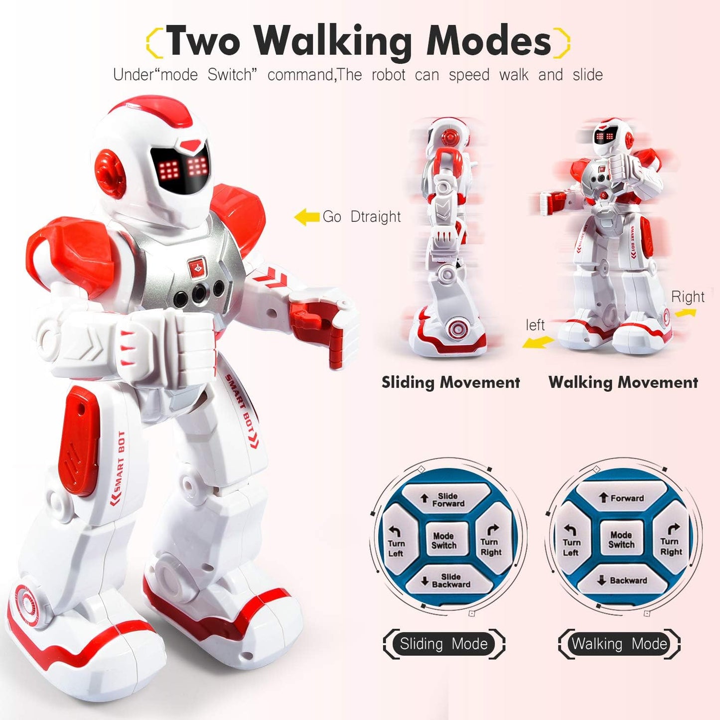 RC Smart Robot Toys for Kids, Intelligent Programmable Robot with Infrared Controller, Gesture Sensing, Singing, Dancing, Christmas Stocking Stuffers Birthday Gift for 3-12+ Years Boys Girls