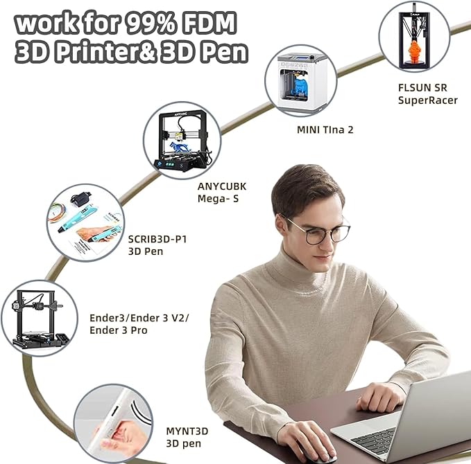 PLA Filament, Silk PLA, 3D Printer Filament, PLA Filament 1.75mm Dimensional Accuracy +/- 0.02mm, 1KG Spool (2.2 lbs), Fit Most FDM Printer (Silk Silver)