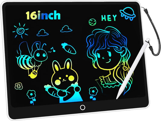 LCD Writing Tablet Doodle Board, 16inch Colorful Drawing Tablet Writing Pad, Kids Travel Essentials, Toddler Toys for 3 4 5 6 7 8 Year Old Girls Boys- Christmas and Birthday Gifts
