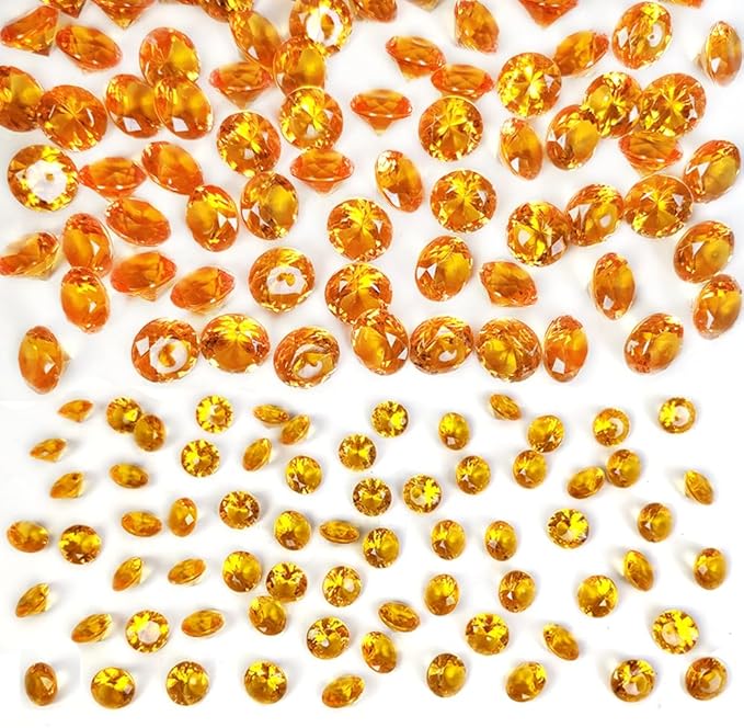 HappyFiller 720 PCS Mix 20mm,10mm Orange Acrylic Diamonds Gems Sparkling Fake Gemstones Rhinestones Jewel for Fall Vase Fillers,Halloween Autumn Decoration,Thanksgiving Table Reception Confetti,Crafts